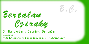 bertalan cziraky business card